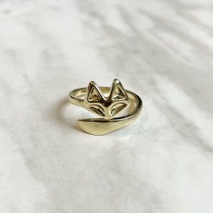 🎉 New Gold Plated Adjustable Fox Ring